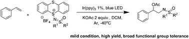 Graphical abstract: Photo-catalyzed acetoxysulfoximination of styrene with sulfoximidoyl thianthrenium salt
