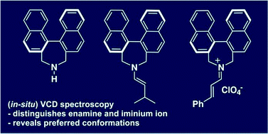 Graphical abstract: VCD spectroscopy distinguishes the enamine and iminium ion of a 1,1′-binaphthyl azepine