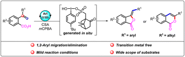 Graphical abstract: Aryl iodine-catalysed divergent synthesis of isobenzofuranones and isocoumarins via oxidative 1,2-aryl migration/elimination