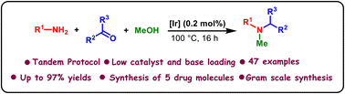 Graphical abstract: Tandem synthesis of N-methylated tertiary amines via three-component coupling of carbonyl compounds, amines, and methanol