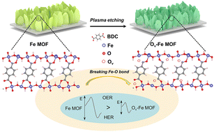 Graphical abstract: Plasma-induced defect engineering of porous metal–organic framework nanosheet arrays for efficient water splitting