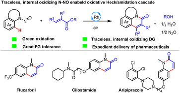 Graphical abstract: Expedient delivery of quinolinone drugs via a traceless N-nitroso enabled oxidative Heck/amidation cascade