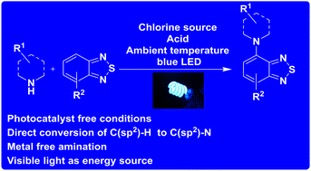 Graphical abstract: Photocatalyst-free visible-light triggered amination of benzo[c][1,2,5]thiadiazole: direct C–N bond formation from C(sp2)–H bond