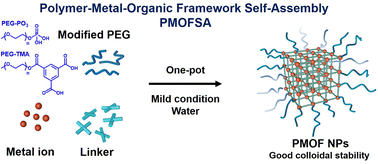Graphical abstract: Polymer–metal–organic framework self-assembly (PMOFSA) as a robust one-step method to generate well-dispersed hybrid nanoparticles in water