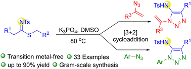 Graphical abstract: Base-mediated ketenimine formation from N-sulfonylthioimidates for the synthesis of 5-amino-1-vinyl/aryl-1,2,3-triazoles