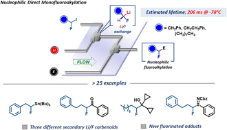 Graphical abstract: Unlocking geminal fluorohaloalkanes in nucleophilic fluoroalkylation chemistry: generation and trapping of lithiumfluorocarbenoids enabled by flow microreactors