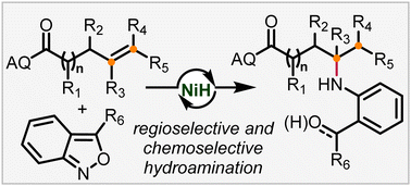 Graphical abstract: Regio- and chemoselective hydroamination of unactivated alkenes with anthranils via NiH-catalysis