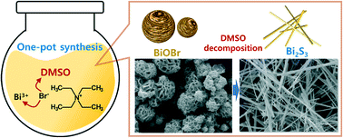 Graphical abstract: Organic bromide-assisted one-pot synthesis of Bi2S3 nanorods using DMSO as a sulfur supply