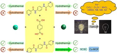 Graphical abstract: A series of bis-pyridyl-bis-amide-modulated metal–organic frameworks: formation, transformation and selectivity for the efficient detection of multiple analytes