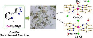 Graphical abstract: Construction and structural transformation of two coordination sphere supramolecular isomers based on Co(ii) and 4-(2-pyridyl)-NH-1,2,3-triazole via one-pot synthesis