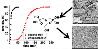 Graphical abstract: Investigating the potential of hydroxyethylamino-di(methylene phosphonic acid) in inhibiting gypsum crystallization