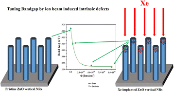 Graphical abstract: Modulation of intrinsic defects in vertically grown ZnO nanorods by ion implantation