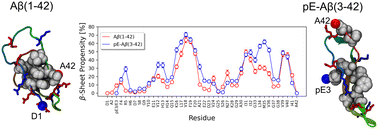 Graphical abstract: Pyroglutamate-modified amyloid β(3–42) monomer has more β-sheet content than the amyloid β(1–42) monomer