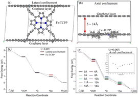 Graphical abstract: Exploration of spatial confinement and ligand effects for the oxygen reduction reaction on Fe–Nx embedded hole-graphene