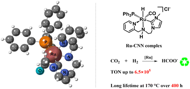 Graphical abstract: Nitrogen–nitrogen-functionalized N-heterocyclic carbene ruthenium(ii) complexes realized efficient CO2 hydrogenation to formate