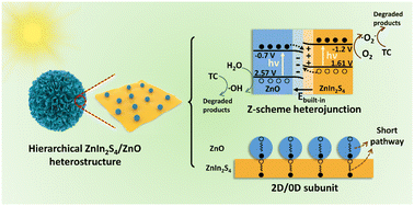 Graphical abstract: A Z-scheme 2D/0D ZnIn2S4/ZnO heterostructure for efficient photocatalytic degradation of tetracycline: energy band engineering and morphology modulation