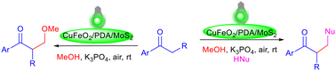 Graphical abstract: Magnetic MoS2 efficient heterogeneous photocatalyst for the α-methoxymethylation and aminomethylation of aromatic ketones