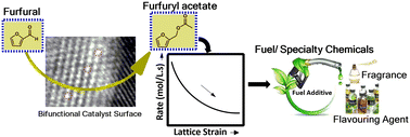 Graphical abstract: Role of lattice strain in bifunctional catalysts for tandem furfural hydrogenation–esterification