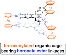Graphical abstract: Design of a D3h-symmetry prismatic tris-(ferrocene-1,1′-diyl) molecular cage bearing boronate ester linkages