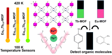 Graphical abstract: Construction of a series of Ln-MOF luminescent sensors based on a functional “V” shaped ligand