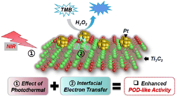 Graphical abstract: Boosting the peroxidase-like activity of Pt nanozymes by a synergistic effect of Ti3C2 nanosheets for dual mechanism detection