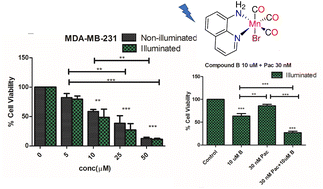 Graphical abstract: Cytotoxicity of fac-Mn(CO)3 complexes with a bidentate quinoline ligand towards triple negative breast cancer