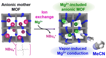 Graphical abstract: Preparation of a Mg2+-containing MOF through ion exchange and its high ionic conductivity