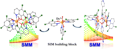 Graphical abstract: A single-ion magnet building block strategy toward Dy2 single-molecule magnets with enhanced magnetic performance
