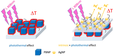 Graphical abstract: Dual mode antibacterial surfaces based on Prussian blue and silver nanoparticles