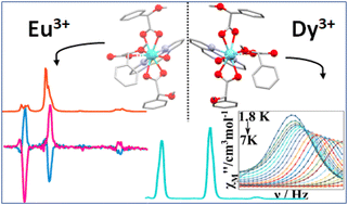 Graphical abstract: Luminescence, CPL and magnetic properties of 1D enantiopure Ln3+ complexes with (S-) and (R-) α-methoxyphenylacetate ligand
