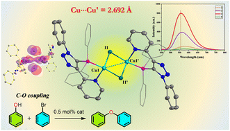 Graphical abstract: Novel 1,2,3-triazolyl phosphine with a pyridyl functionality: synthesis, coinage metal complexes, photophysical studies and Cu(i) catalyzed C–O coupling of phenols with aryl bromides