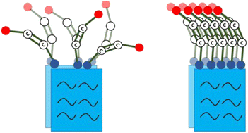 Graphical abstract: Surface functionality of sub- to full-monolayer organic coverage of water aerosols determined by molecular dynamics simulations