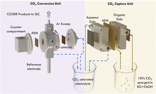Graphical abstract: Fully-integrated electrochemical system that captures CO2 from flue gas to produce value-added chemicals at ambient conditions