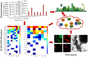 Graphical abstract: Multi-method approach for analysis of road dust particles: elemental ratios, SP-ICP-TOF-MS, and TEM