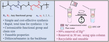 Graphical abstract: Efficient mercury removal in 30 seconds by designing a dithiocarbamate-based organic polymer with customizable functionalities and tunable properties