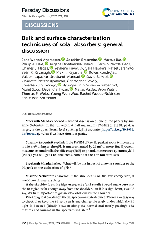 Bulk and surface characterisation techniques of solar absorbers: general discussion
