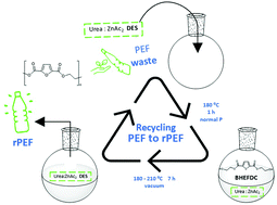 Graphical abstract: From PEF to rPEF: disclosing the potential of deep eutectic solvents in continuous de-/re-polymerization recycling of biobased polyesters