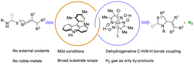 Graphical abstract: Intramolecular dehydrogenative amination of alkenes via dual organic photoredox and cobalt catalysis without a hydrogen acceptor