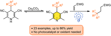 Graphical abstract: Direct photolysis of 4-tert-alkyl-1,4-dihydropyridines under blue-light irradiation for the generation of tertiary alkyl radicals