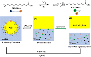 Graphical abstract: CO2-responsive surfactants for switchable Pickering emulsions with a recyclable aqueous phase