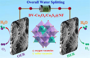 Graphical abstract: Oxygen and sulfur dual vacancy engineering on a 3D Co3O4/Co3S4 heterostructure to improve overall water splitting activity
