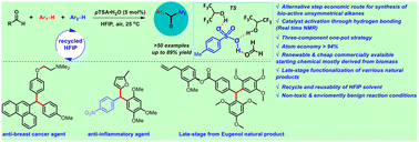 Graphical abstract: Hydrogen bonding network-enabled Brønsted acid-catalyzed Friedel–Crafts reactions: a green approach to access unsymmetrical diaryl- and triarylmethanes