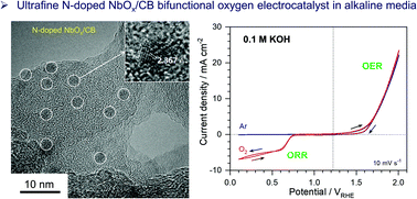 Graphical abstract: A N-doped NbOx nanoparticle electrocatalyst deposited on carbon black for oxygen reduction and evolution reactions in alkaline media