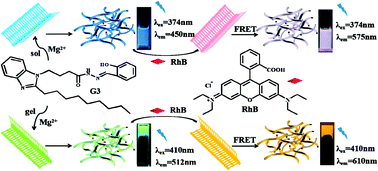 Graphical abstract: Efficient artificial light-harvesting systems with gel properties formed by ion recognition