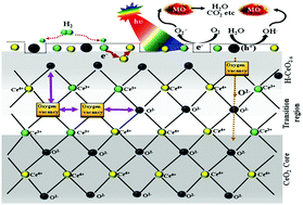 Graphical abstract: Autonomous self-optimizing defects by refining energy levels through hydrogenation in CeO2–x polymorphism: a walking mobility of oxygen vacancy with enhanced adsorption capabilities and photocatalytic stability