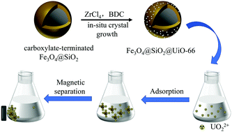 Graphical abstract: Synthesis of core–shell magnetic metal organic framework composite for the efficient removal of uranium(vi)