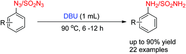 Graphical abstract: 1,8-Diazabicyclo[5.4.0]undec-7-ene (DBU)-promoted reduction of azides to amines under metal-free conditions