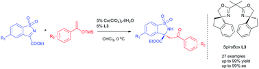 Graphical abstract: The Co(ii)/spiroBox-catalyzed enantioselective Mukaiyama-Mannich reaction for the synthesis of quaternary α-amino acid derivatives