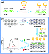 Graphical abstract: The fabrication of a highly electroactive chiral-interface self-assembled Cu(ii)-coordinated binary-polysaccharide composite for the differential pulse voltammetry (DPV) detection of tryptophan isomers