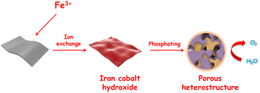 Graphical abstract: Porous FeP/CoP heterogeneous materials as efficient alkaline oxygen evolution reaction (OER) catalysts